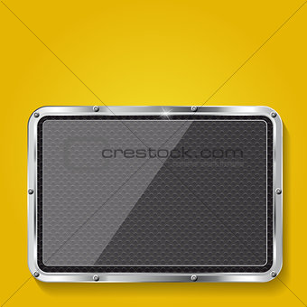 Abstract metal and glass background with frame