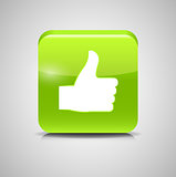 Thumbs Up Glass Button Vector Illustration