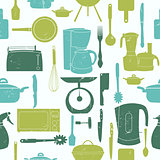 Grunge Retro vector illustration seamless pattern of kitchen too
