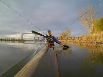 morning kayak paddling