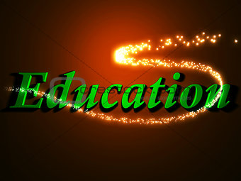 Education - 3d inscription with luminous line with spark