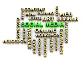 Green SOCIAL MEDIA and other word from golden letters