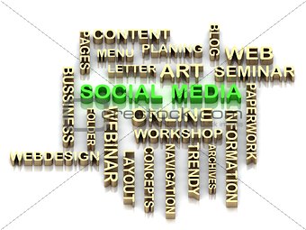 Green SOCIAL MEDIA and other word from golden letters