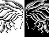 Female head silhouettes