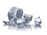 Silver ribbon and Christmas balls
