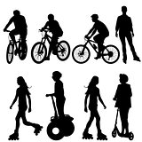 Set silhouette of a cyclist.  vector illustration.