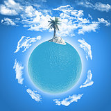 Palm tree on ocean globe