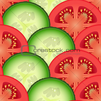 Sliced tomato and cucumber vegetables