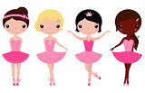 Little beautiful ballerina girls isolated on white ( pink )