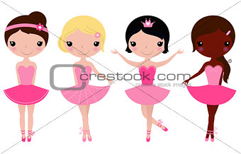 Little beautiful ballerina girls isolated on white ( pink )