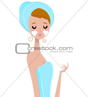 Spa Girl with facial mask isolated on white ( blue )