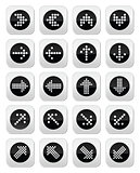 Dotted arrows round icons set isolated on white