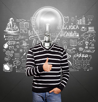 Lamp Head Man In Striped Pullover