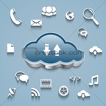 Cloud and communication and network flat design