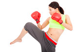 beautiful woman with the red boxing gloves