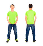 potrait of young man standing ,front and back