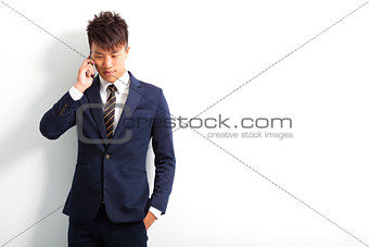 young man using smartphone to conversation