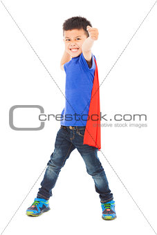 smiling  kid make a fist to attack 