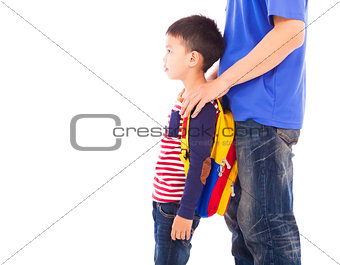father take kid to go to school 