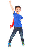 asian happy superhero kid hero raise hand
