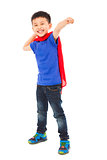 happy superhero kid make a fighting  pose