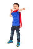 smiling  superhero kid make a fist pose