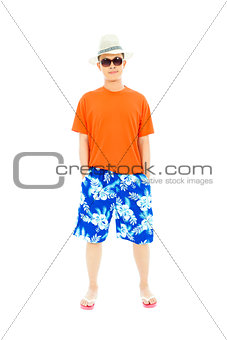 sunny man wearing beach short  and Flip Flops