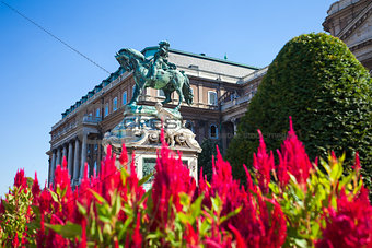 The statue of Prince Eugene of Savoy in front of Buda Castle