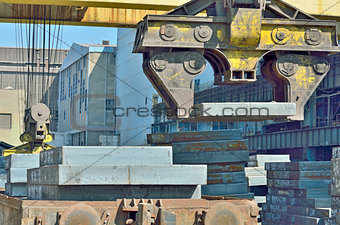 Crane loading sheet steel