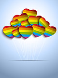 Gay Flag Hearts Balloons Background