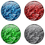 Glass Circle Button Colorful Neon Waves
