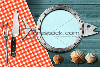Seafood Menu with Metal Porthole