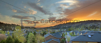 Sunset Over Happy Valley Suburb Homes