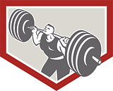 Weightlifter Lifting Barbell Shield Retro