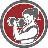 Female Lifting Dumbbell Fitness Circle
