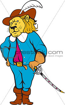 Musketeer Lion Hat Sword Cartoon
