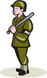 Military Police With Night Stick Baton Cartoon