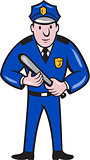 Policeman With Night Stick Baton Standing