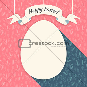 Pink Happy Easter Card With Floral Pattern