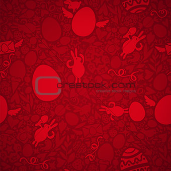 Easter Seamless Pattern in Red Colors