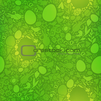 Easter Seamless Pattern in Green Colors