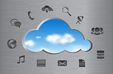 Cloud Computing abstract concept icons and cloud shape