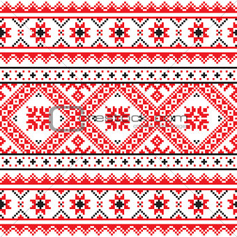 Traditional folk knitted red embRoidery pattern from Ukraine