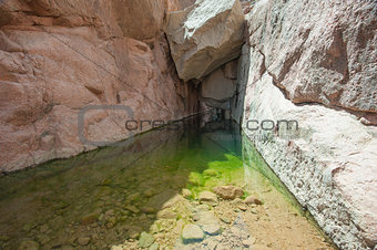Freshwater pool in a mountain canyon