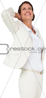 Thinking businesswoman with hand on head