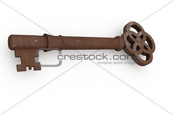 Digitally generated rusty old key
