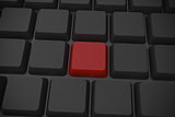 Black keyboard with red key
