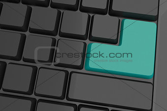 Black keyboard with blue key