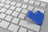 White keyboard with blue key