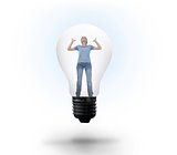 Angry woman in light bulb